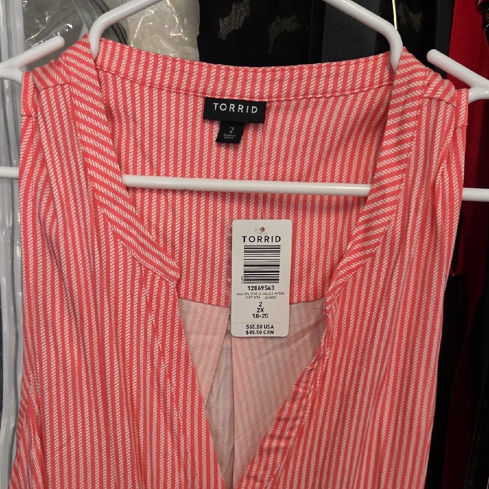 Torrid Coral Striped V-Neck Dress